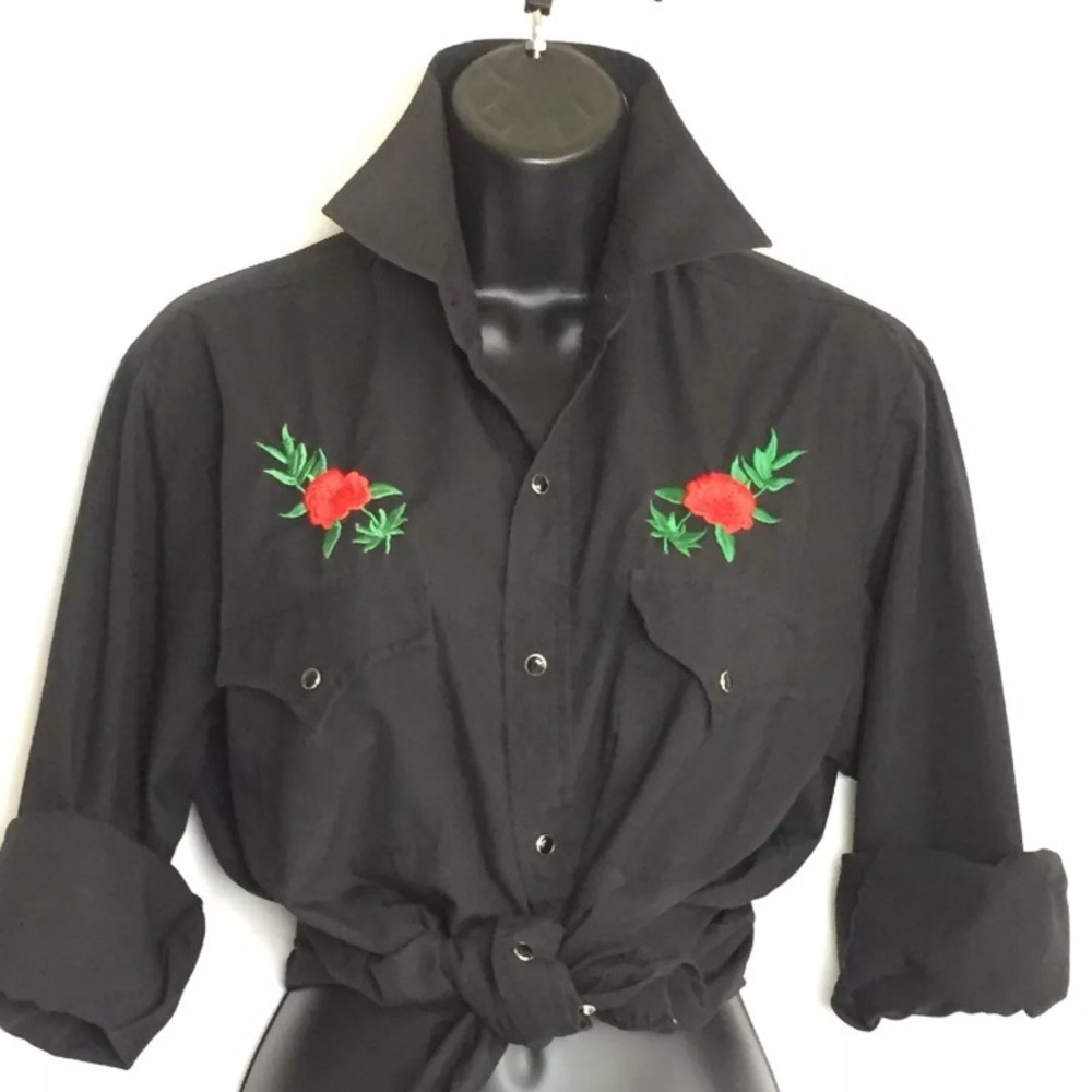 Plains Western Wear Rose Embroidered Shirt 125CL